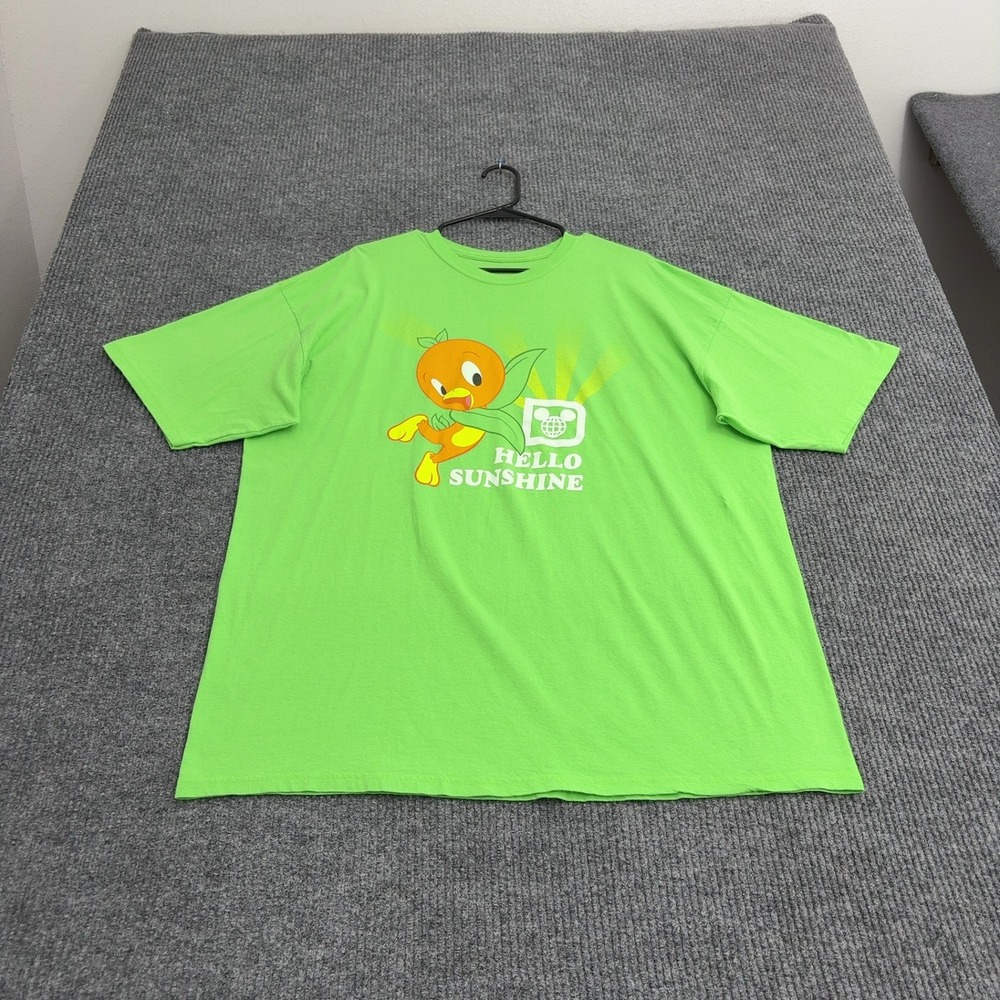 Disney T Shirt Mens XXL Green Cotton Orange Bird Hello Sunshine Graphic Casual